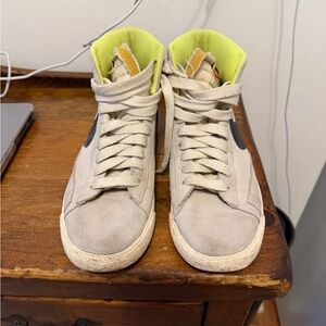 Nike Beige and Neon High-Top Sneakers